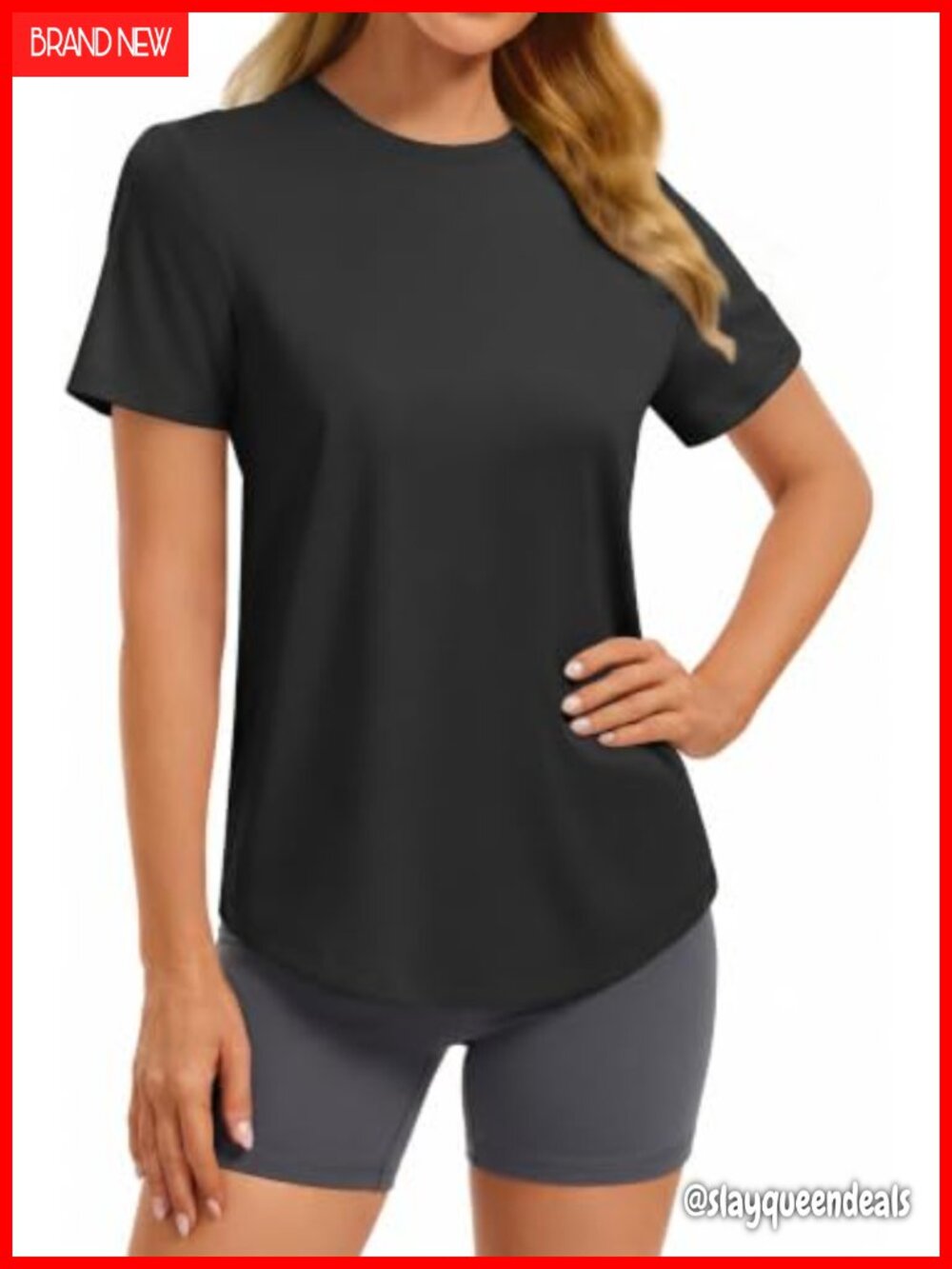 PINSPARK Soft Workout Tops for Women Short Sleeve Crewneck Basic Tee Shirt